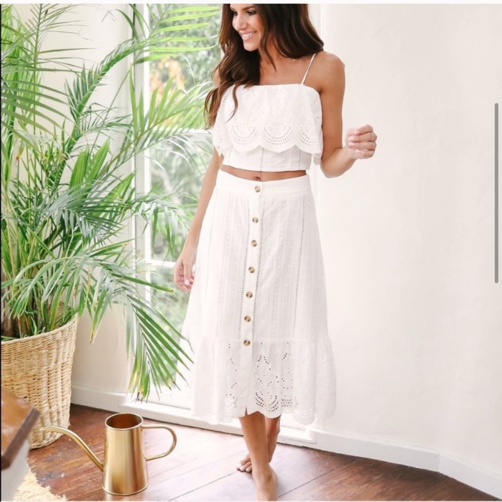 Off white eyelet midi skirt only